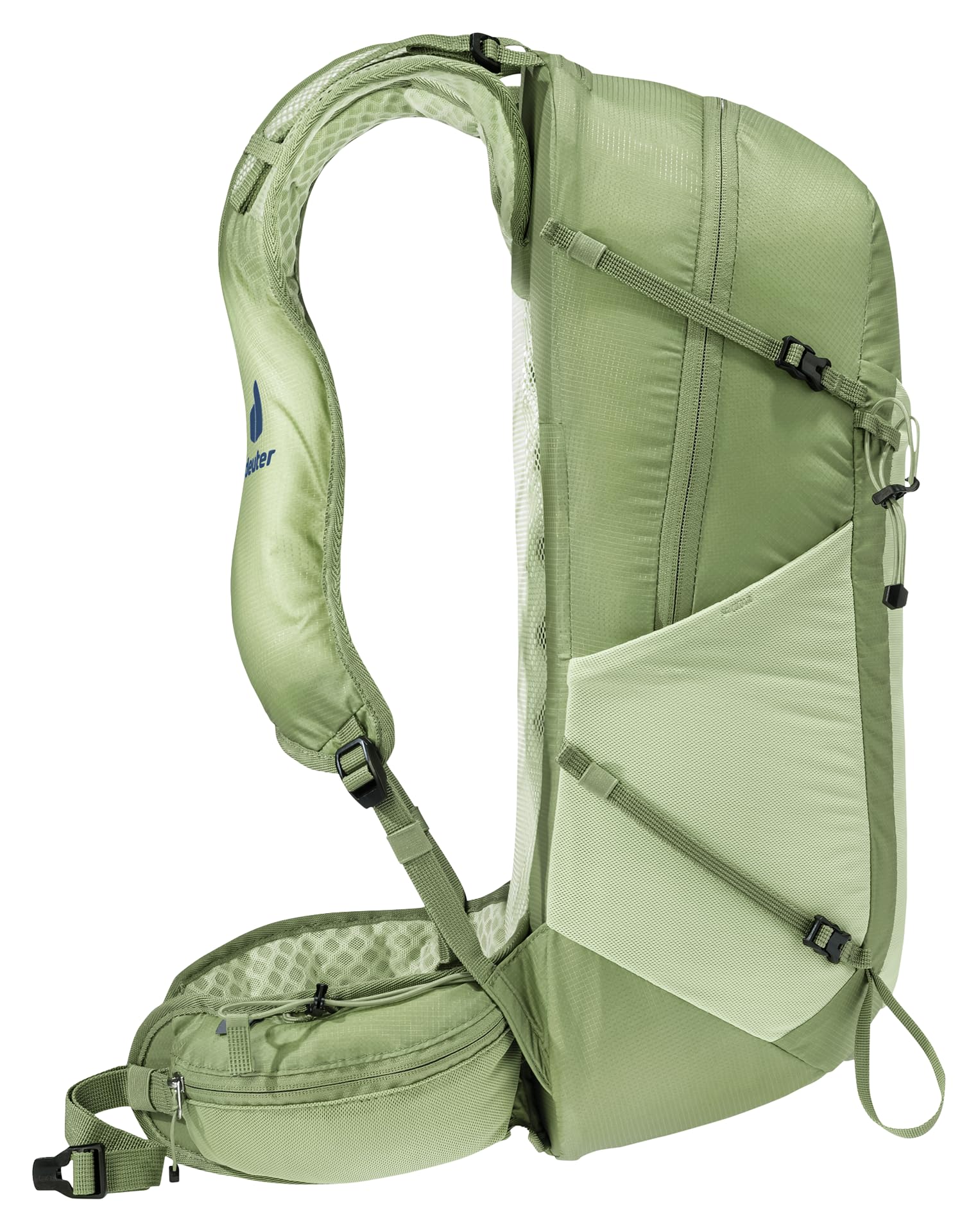 Deuter Speed Lite Pro 25L side view shows hydration tube for quick sips.