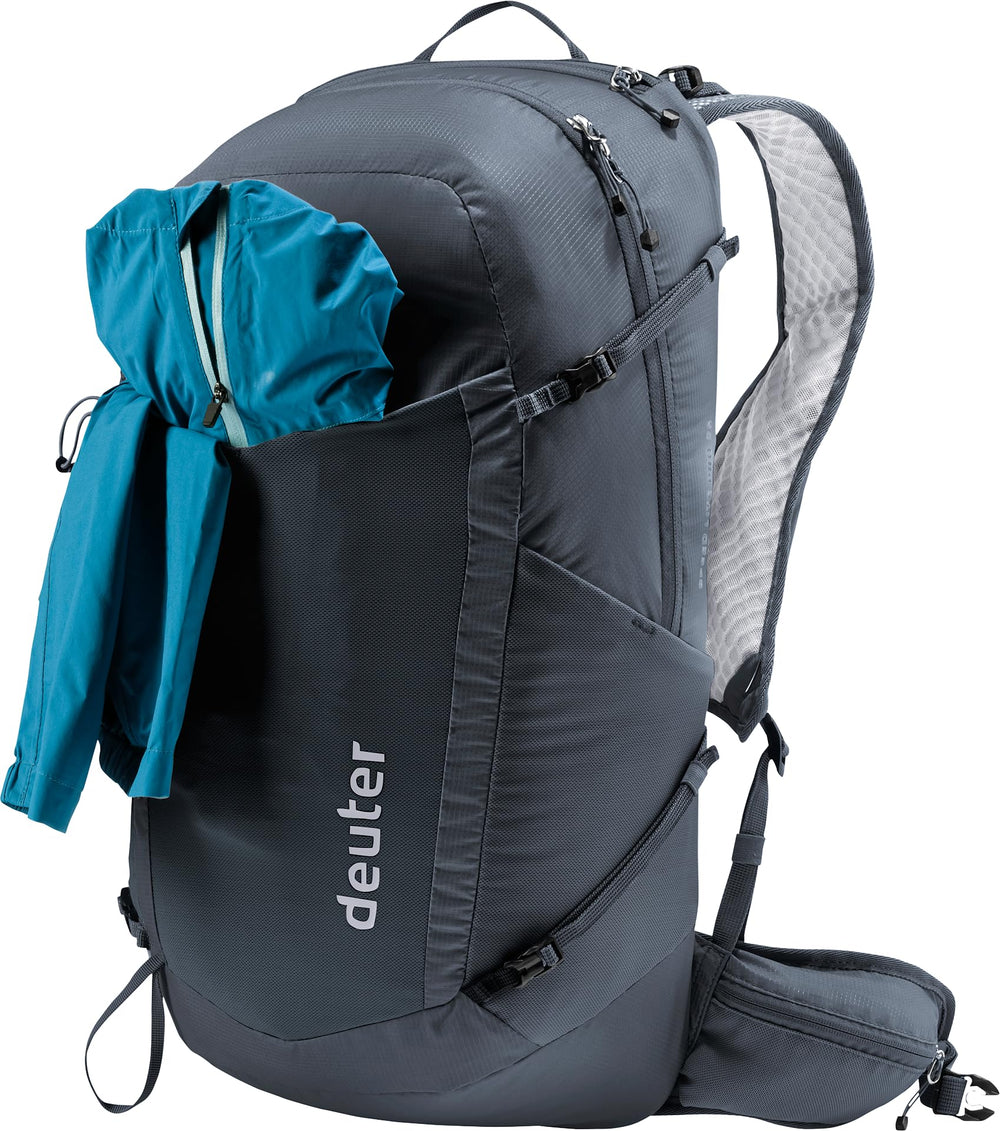 Trekking pole attachment on Deuter Speed Lite Pro 25L in use