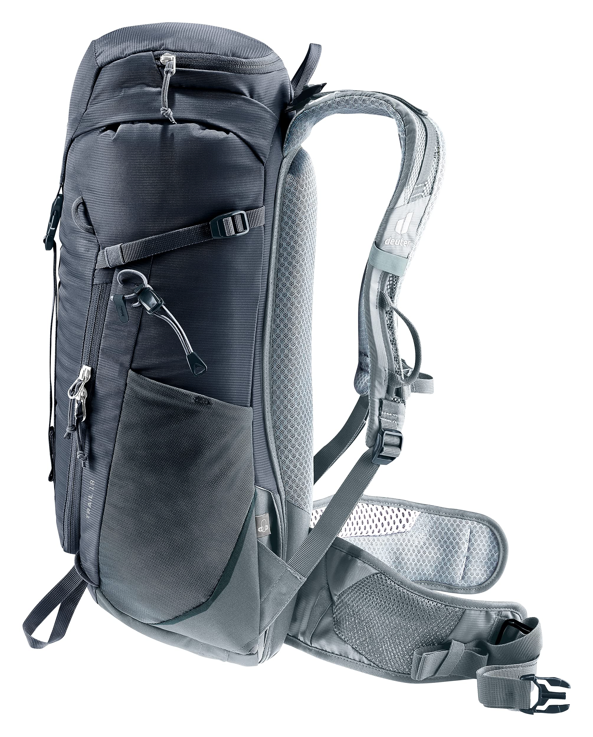 Deuter Trail 18L ventilated back panel supports back airflow during climbs.