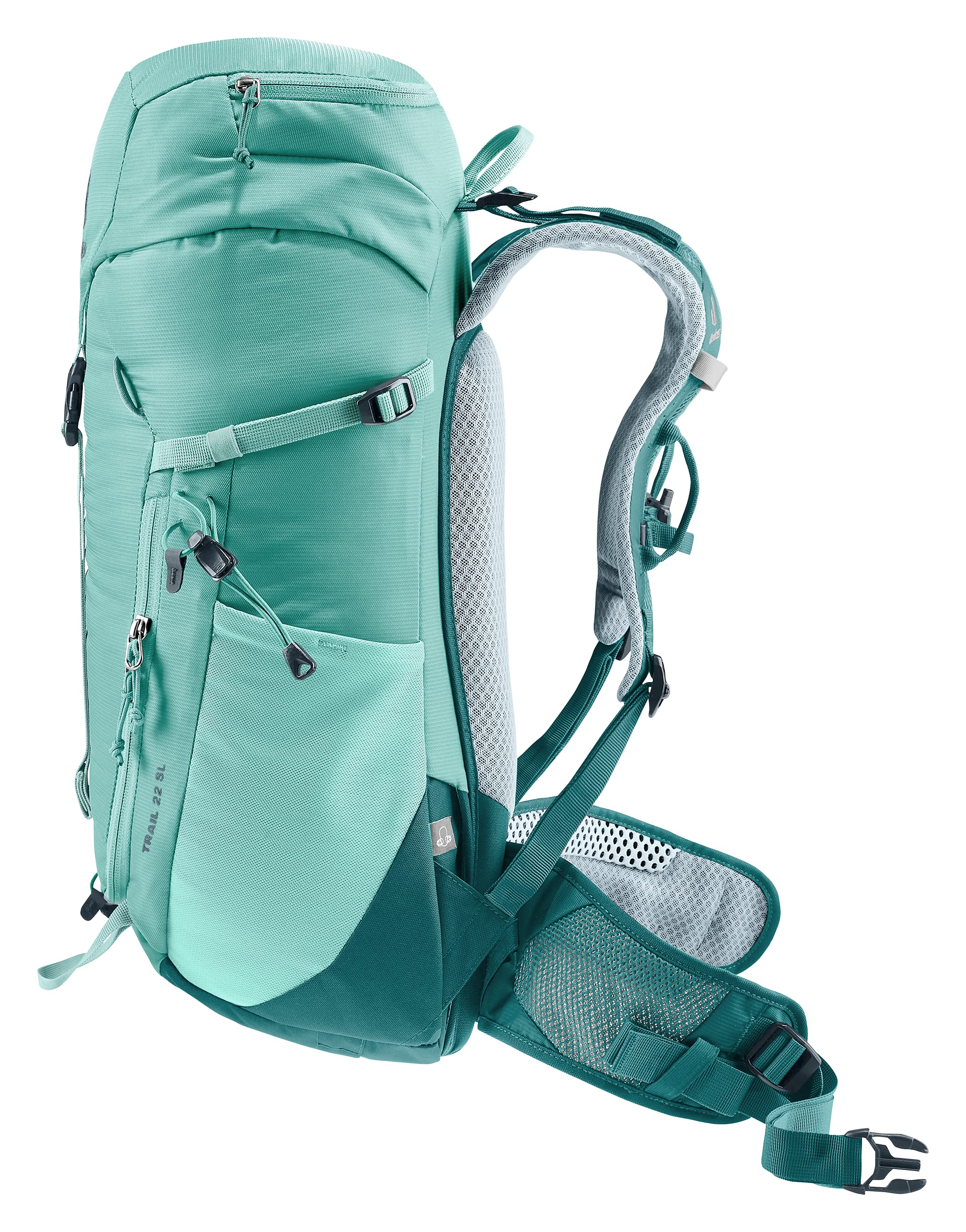 Deuter Trail 22L ventilated back enhances air circulation during long ascents.