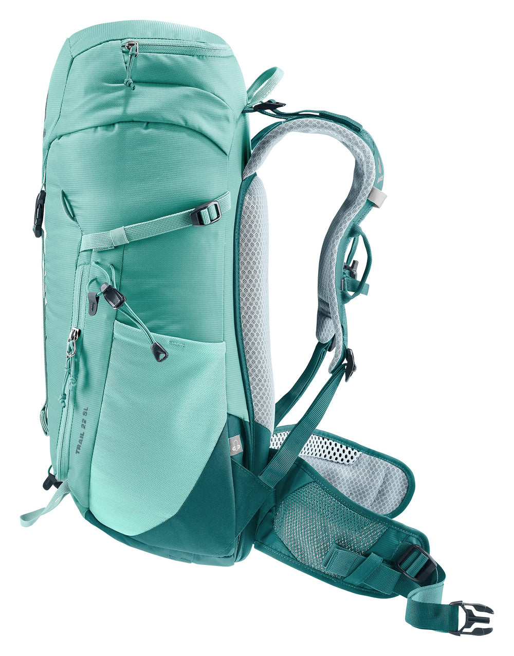 Deuter Trail 22L ventilated back enhances air circulation during long ascents.