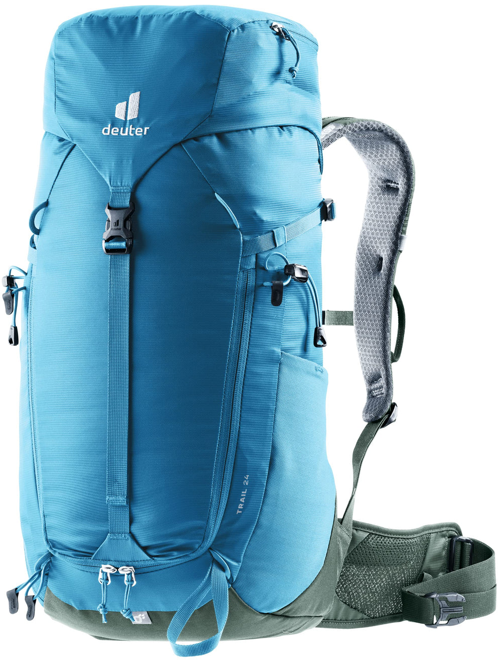 Deuter Trail 24L backpack showing airflow system for cool back ventilation on climbs.