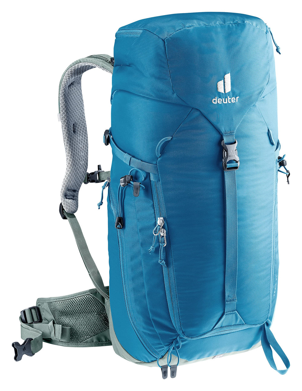 Detachable rain cover on the Deuter Trail 24L protects gear in wet conditions.