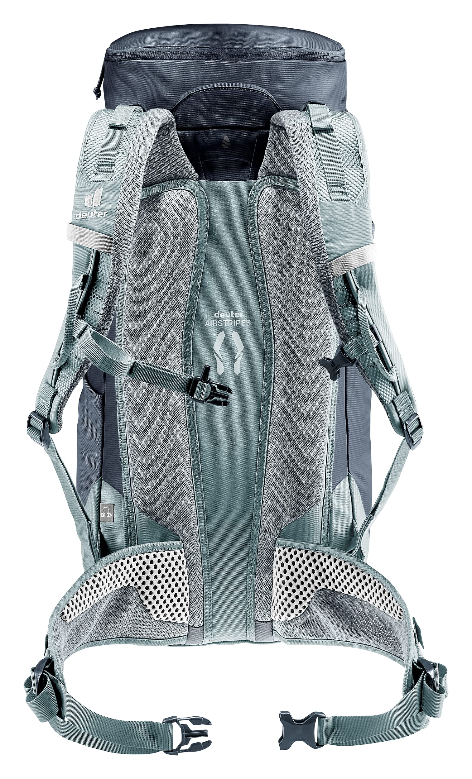 Close-up of secure hip fin adjustments on Deuter Trail 24L