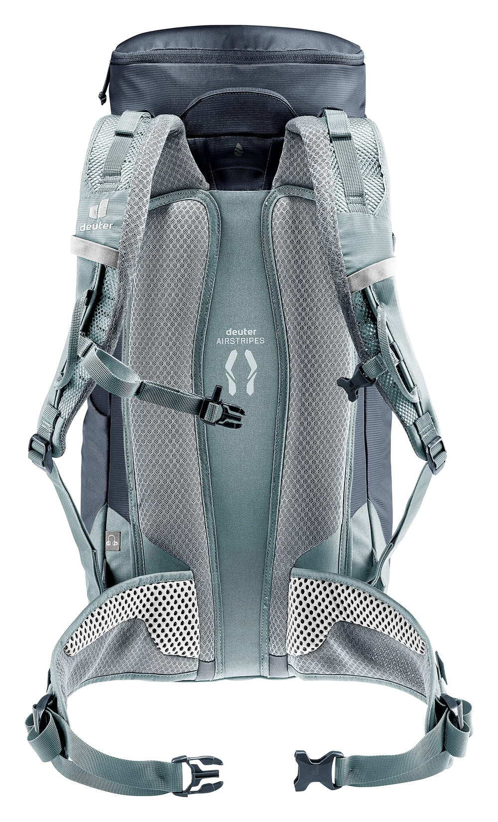 Close-up of secure hip fin adjustments on Deuter Trail 24L