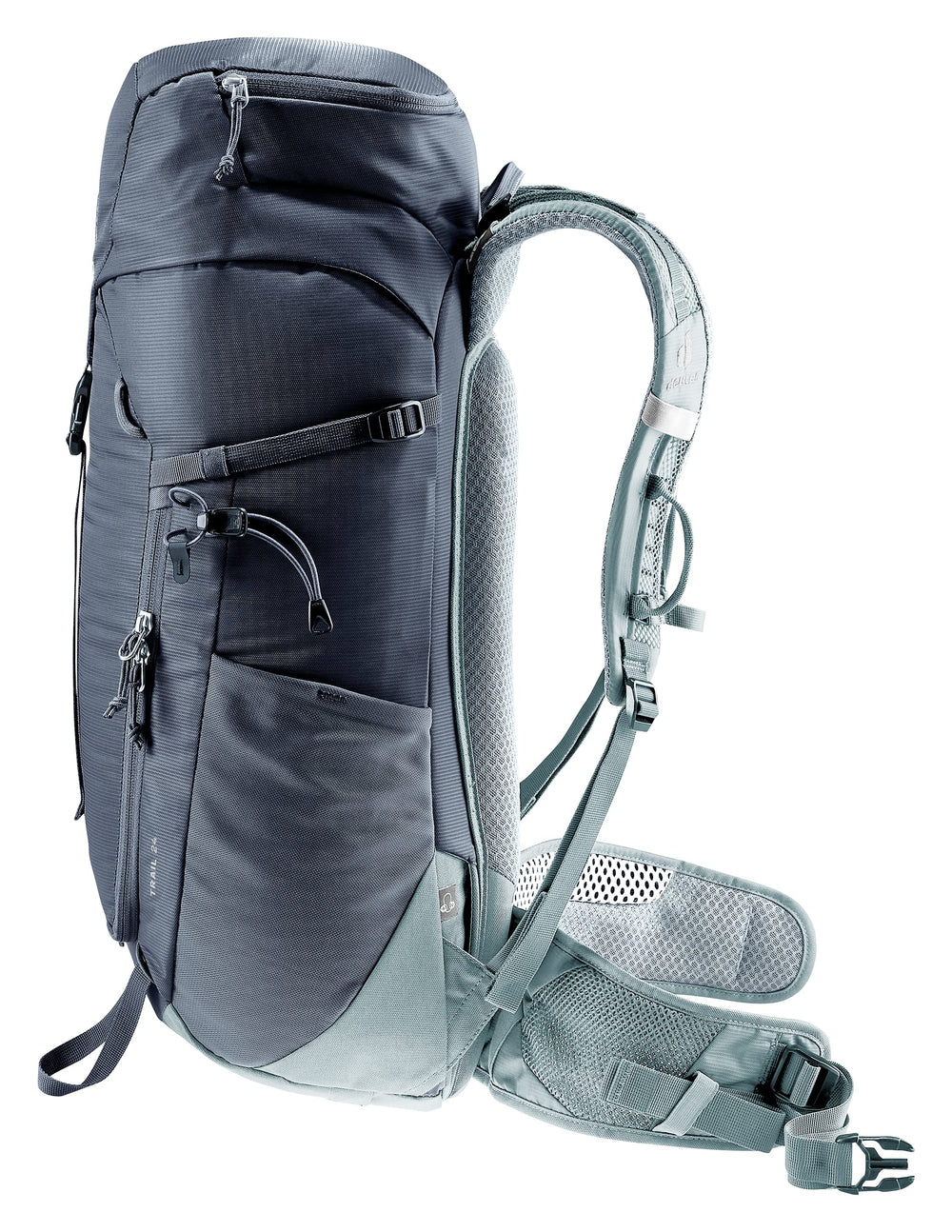 Front pocket and zipper layout on Deuter Trail 24L backpack