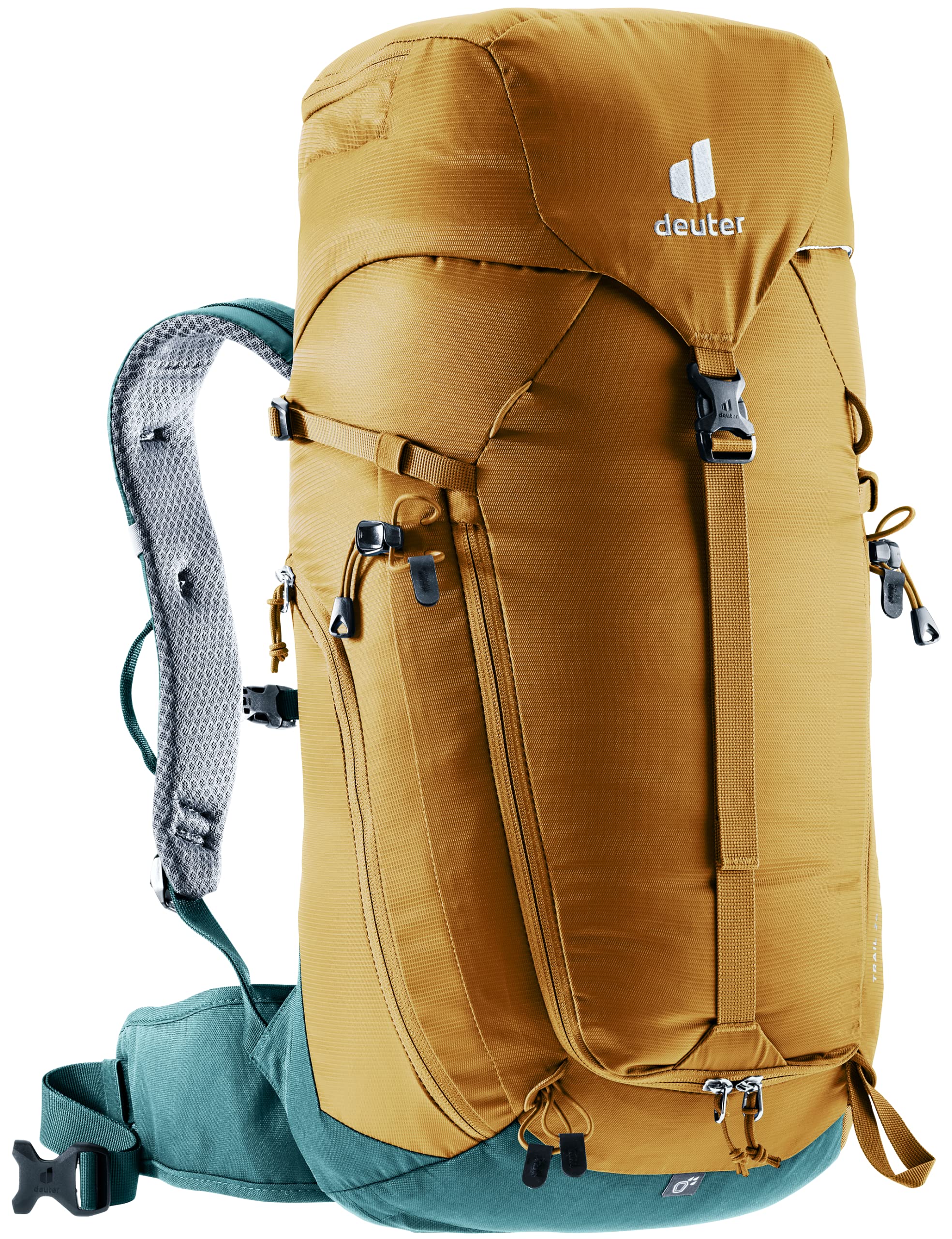 Deuter Trail 24L helmet loops secure climbing helmet.