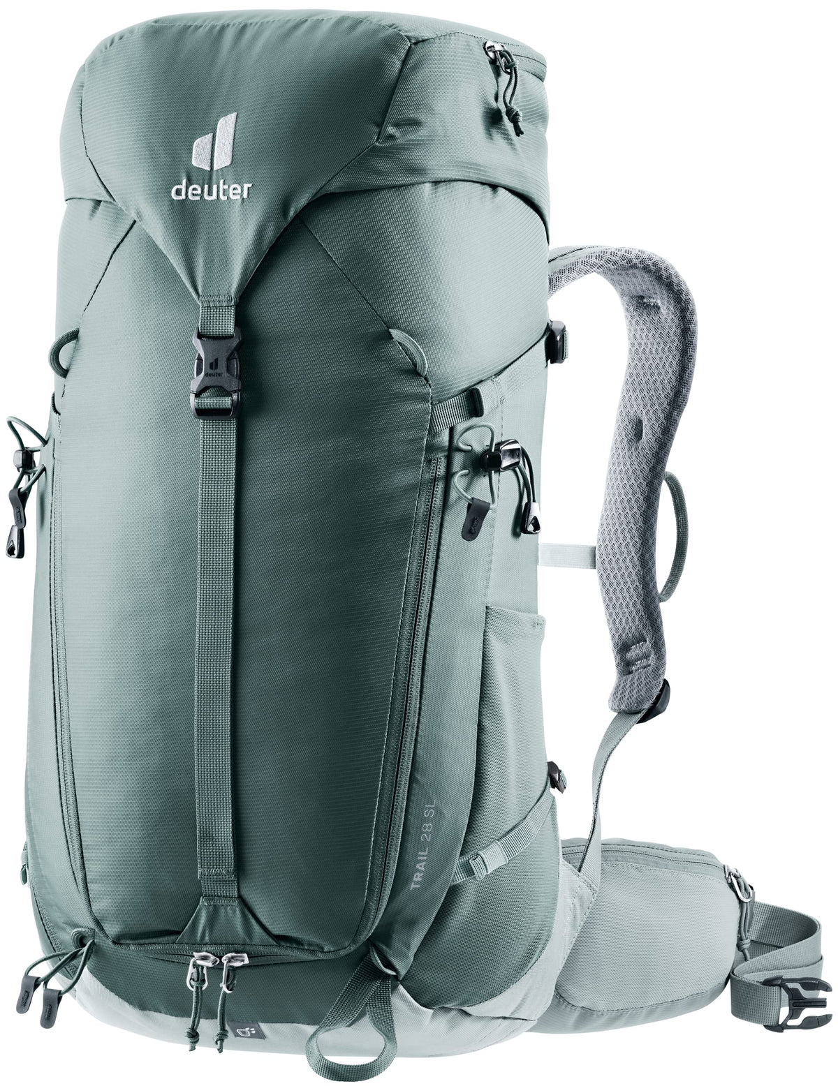 Deuter Trail 28L SL backpack in teal showing overall design for hiking and biking use
