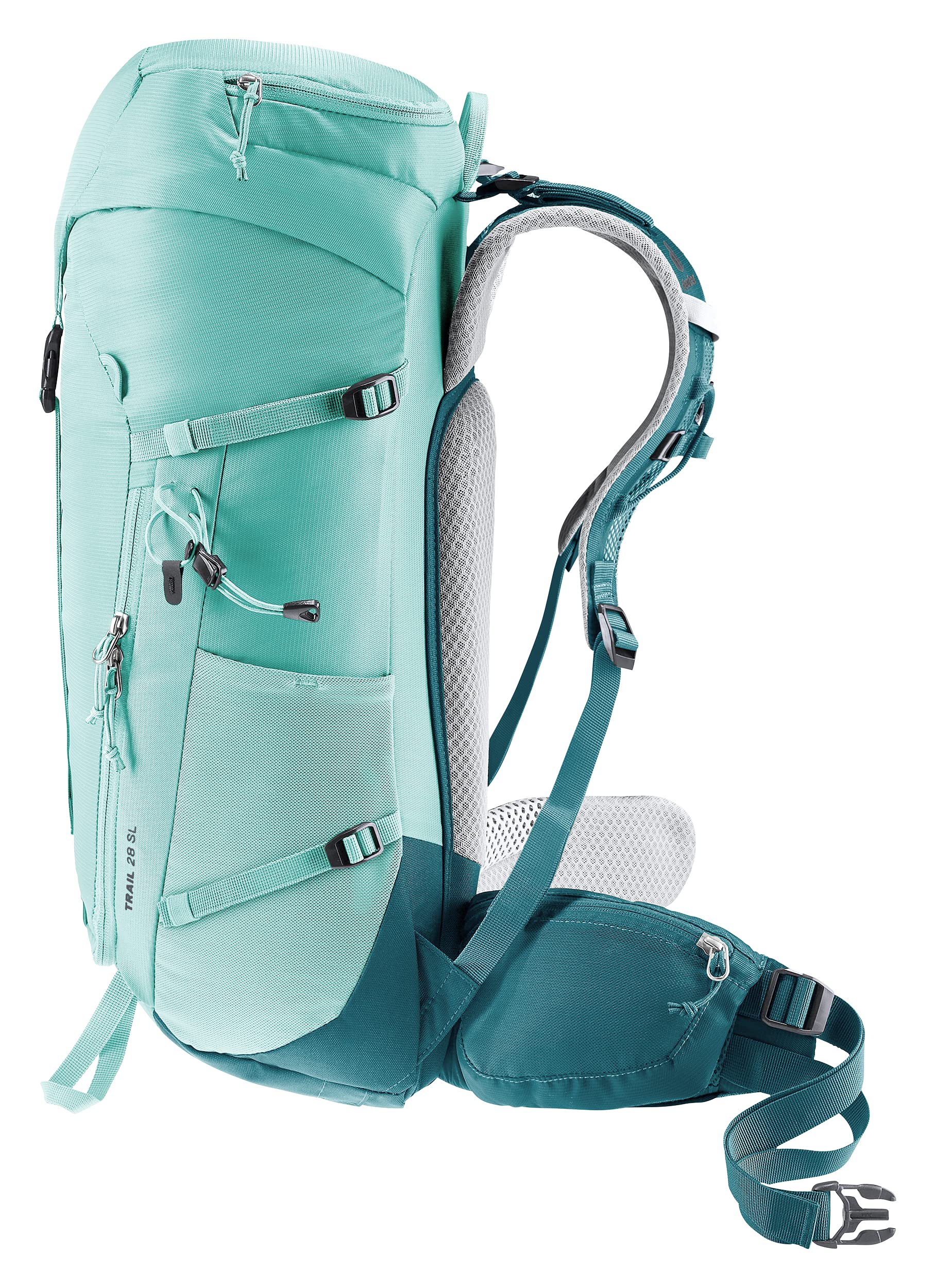 Deuter Trail 28L SL hip fin close-up demonstrating ergonomic support
