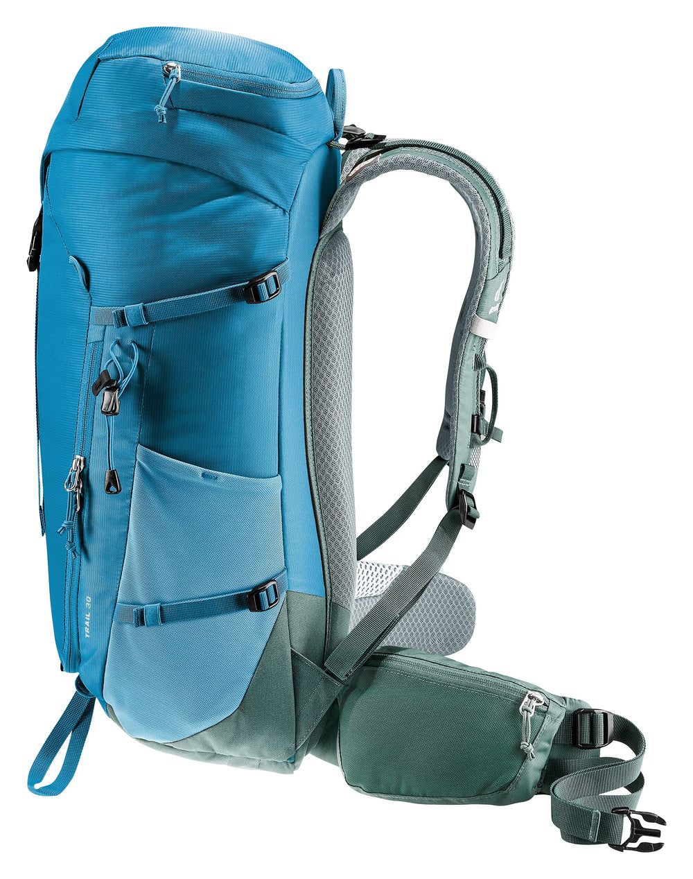 Deuter Trail 30L hip fins offer stable weight distribution on uneven terrain.