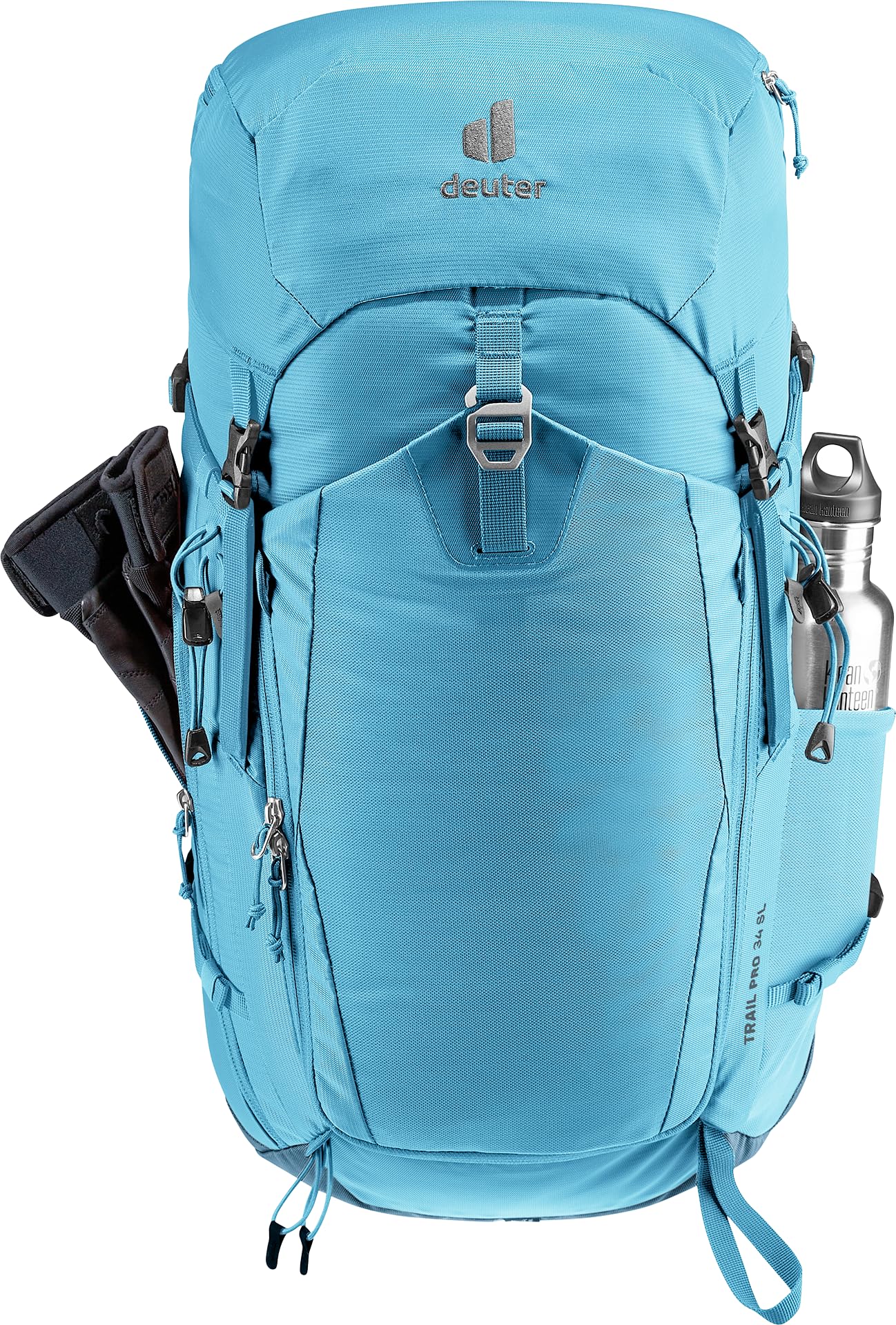 Deuter Trail Pro 34 SL women's backpack helmet docking loops for via ferrata gear.