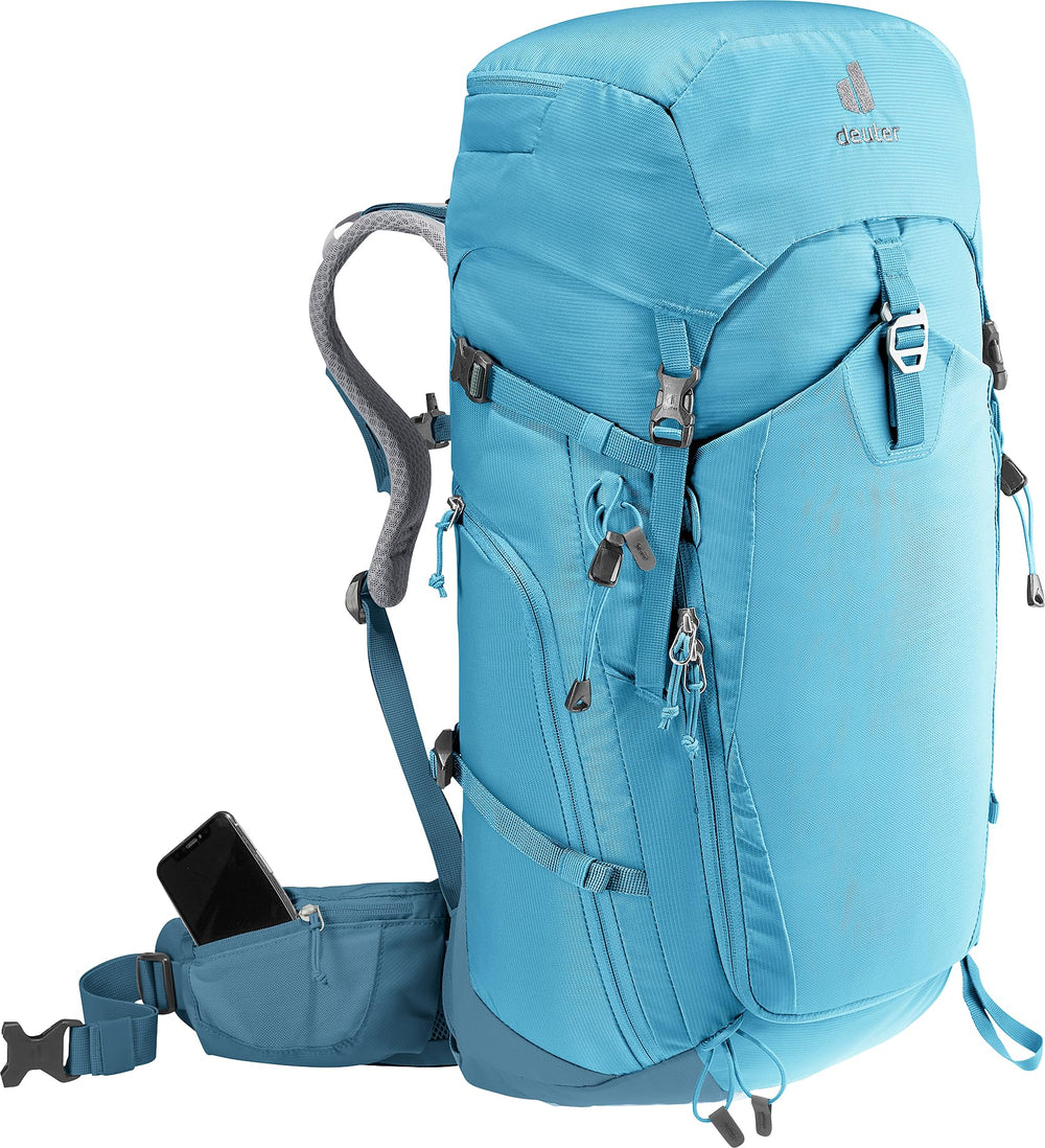 Deuter Trail Pro 34 SL women's backpack ice axe attachment point in use.