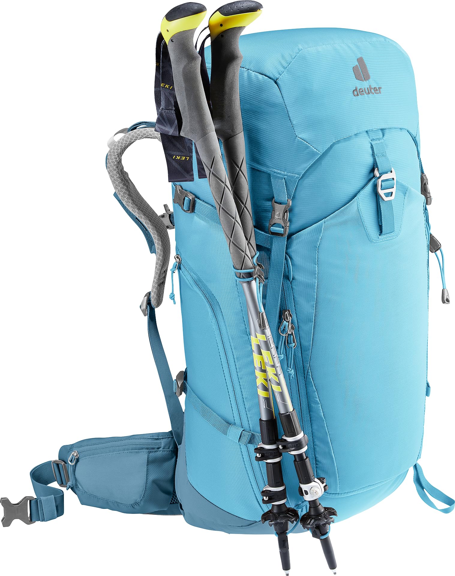 Deuter Trail Pro 34 SL women's backpack lid compartment for quick access items.