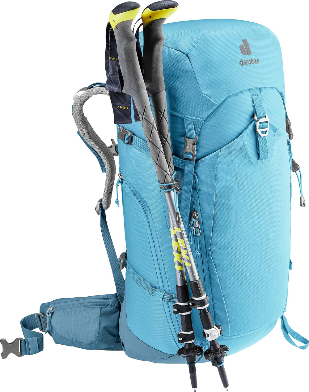 Deuter Trail Pro 34 SL women's backpack lid compartment for quick access items.
