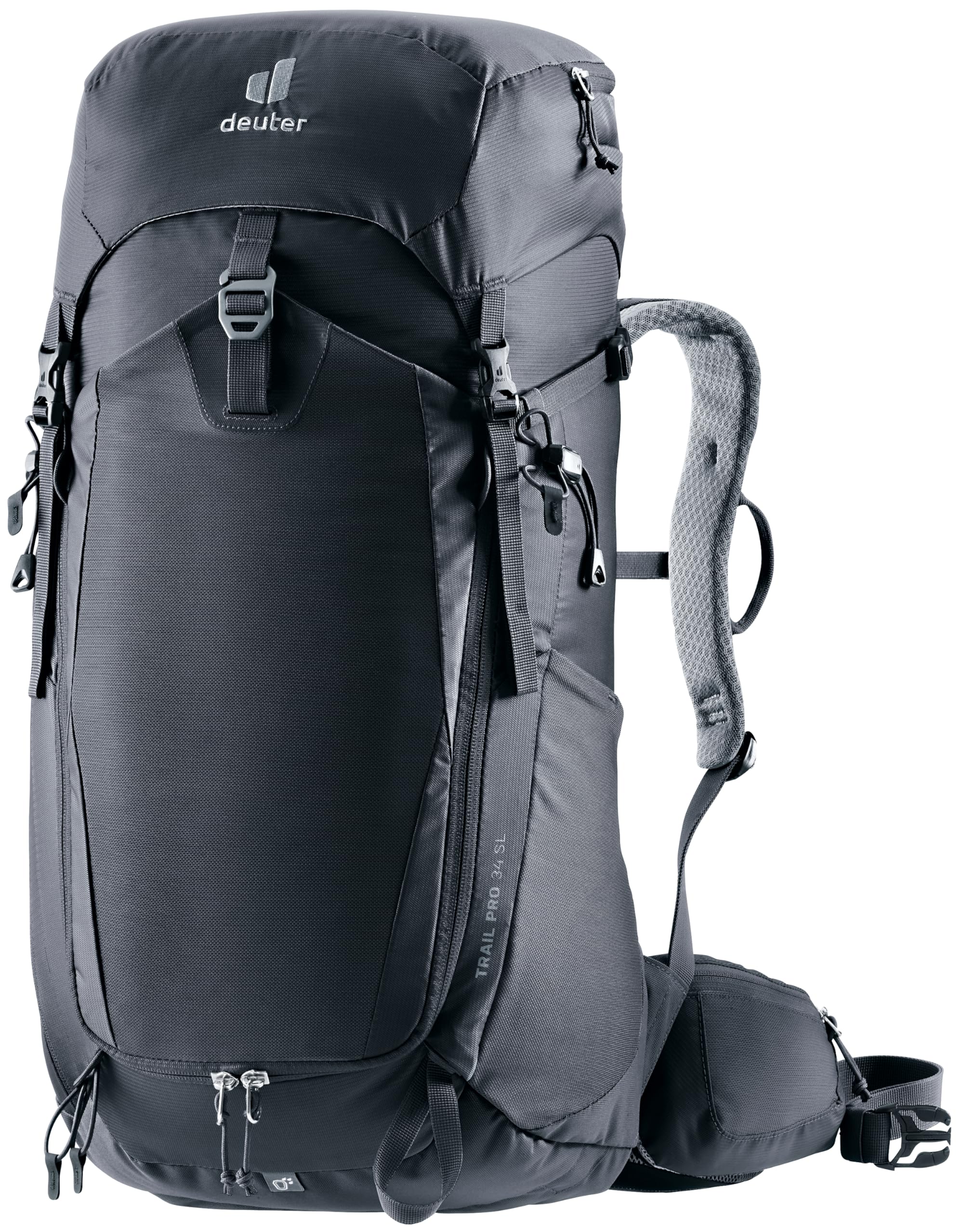 Deuter Trail Pro 34L SL backpack airstripes system enhances airflow for cool carries.