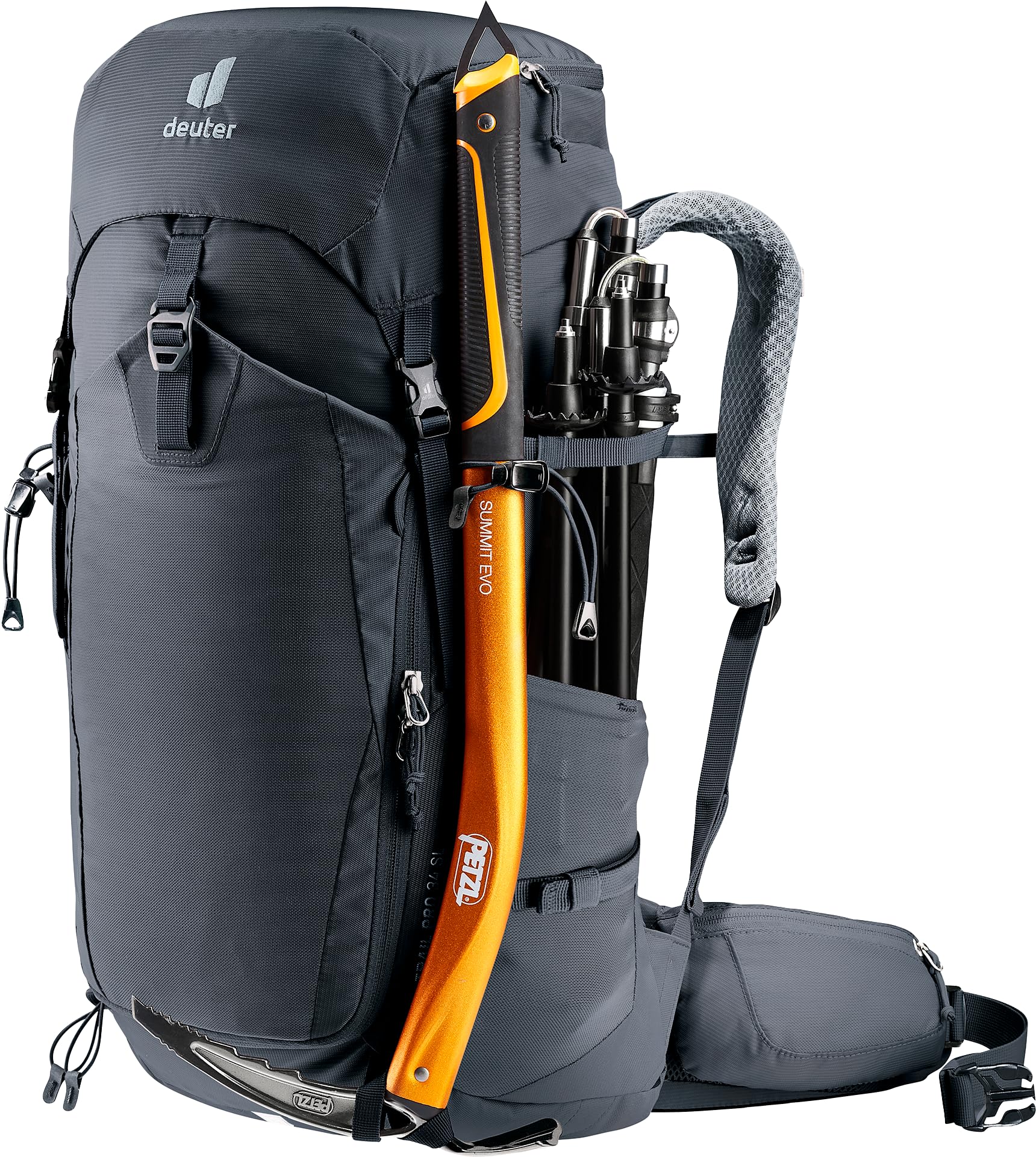 Deuter Trail Pro 34L SL helmet docking loops for climbing expeditions.
