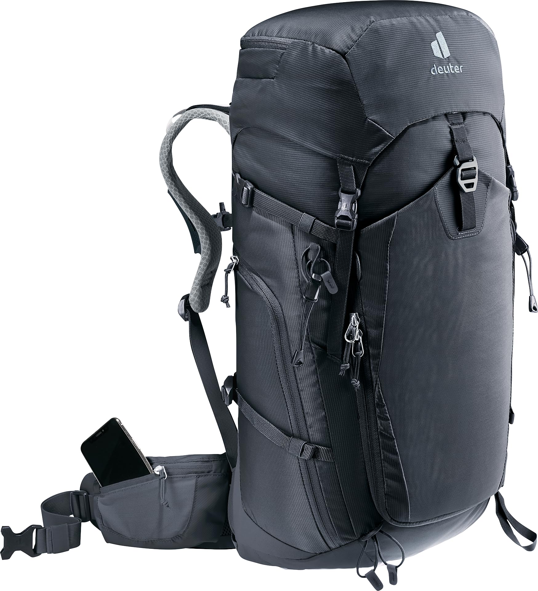Deuter Trail Pro 34L SL trekking pole attachment for quick stow.