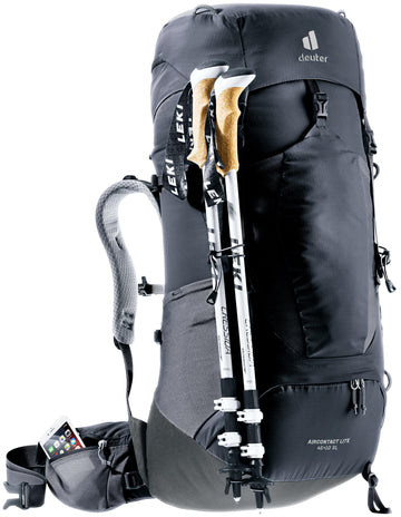 Deuter Women’s Aircontact Lite 45 + 10 SL ice axe/pole attachment for versatility.