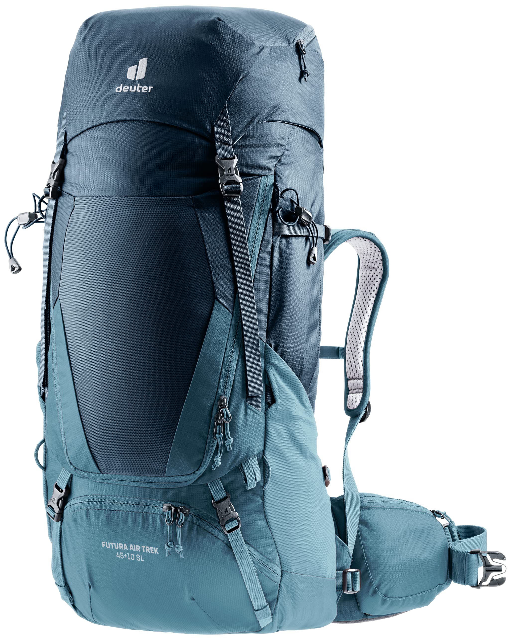 Deuter Women's Futura Air Trek 45-10 front view offers roomy hiking capacity for extended trips.