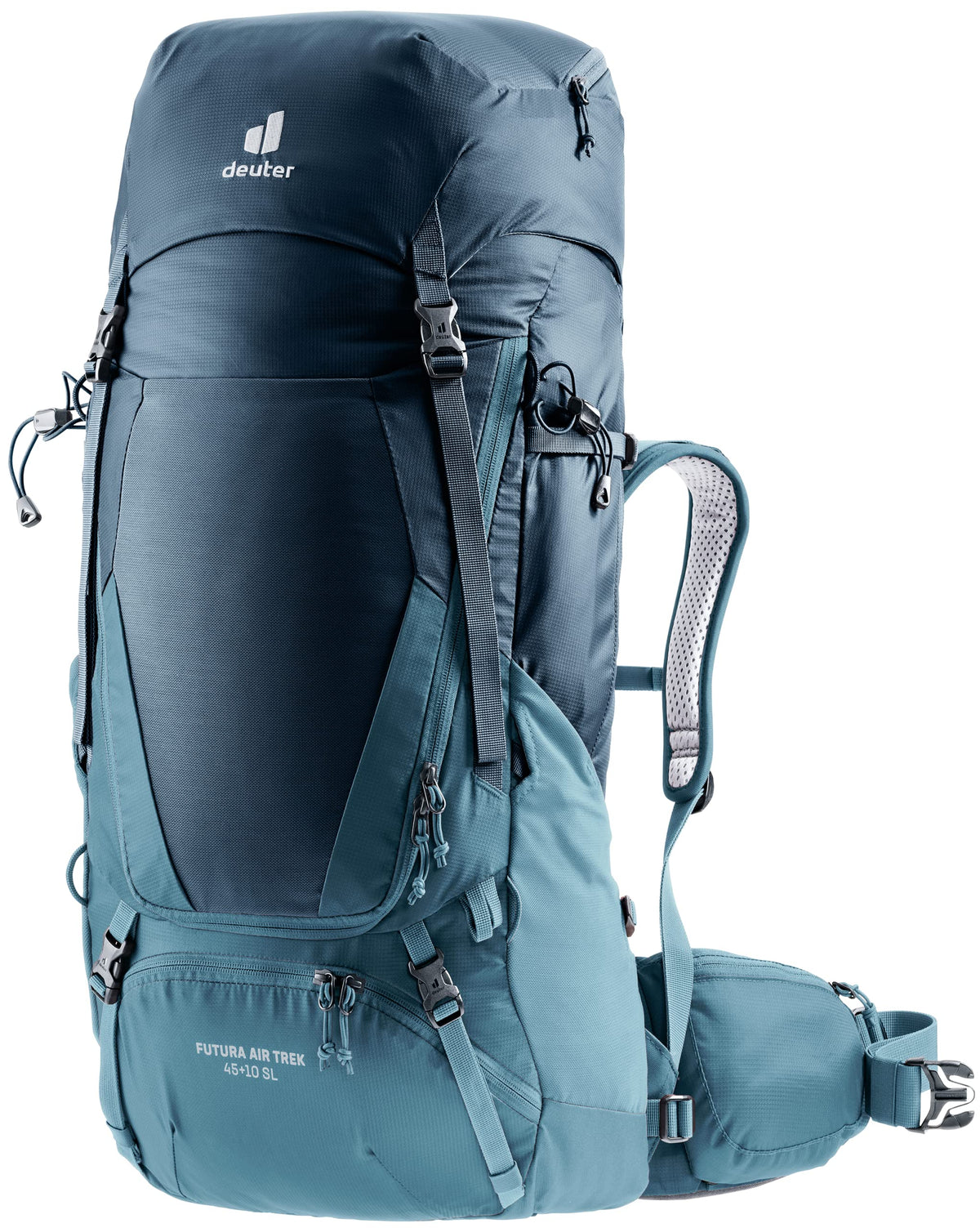 Deuter Women's Futura Air Trek 45-10 front view offers roomy hiking capacity for extended trips.