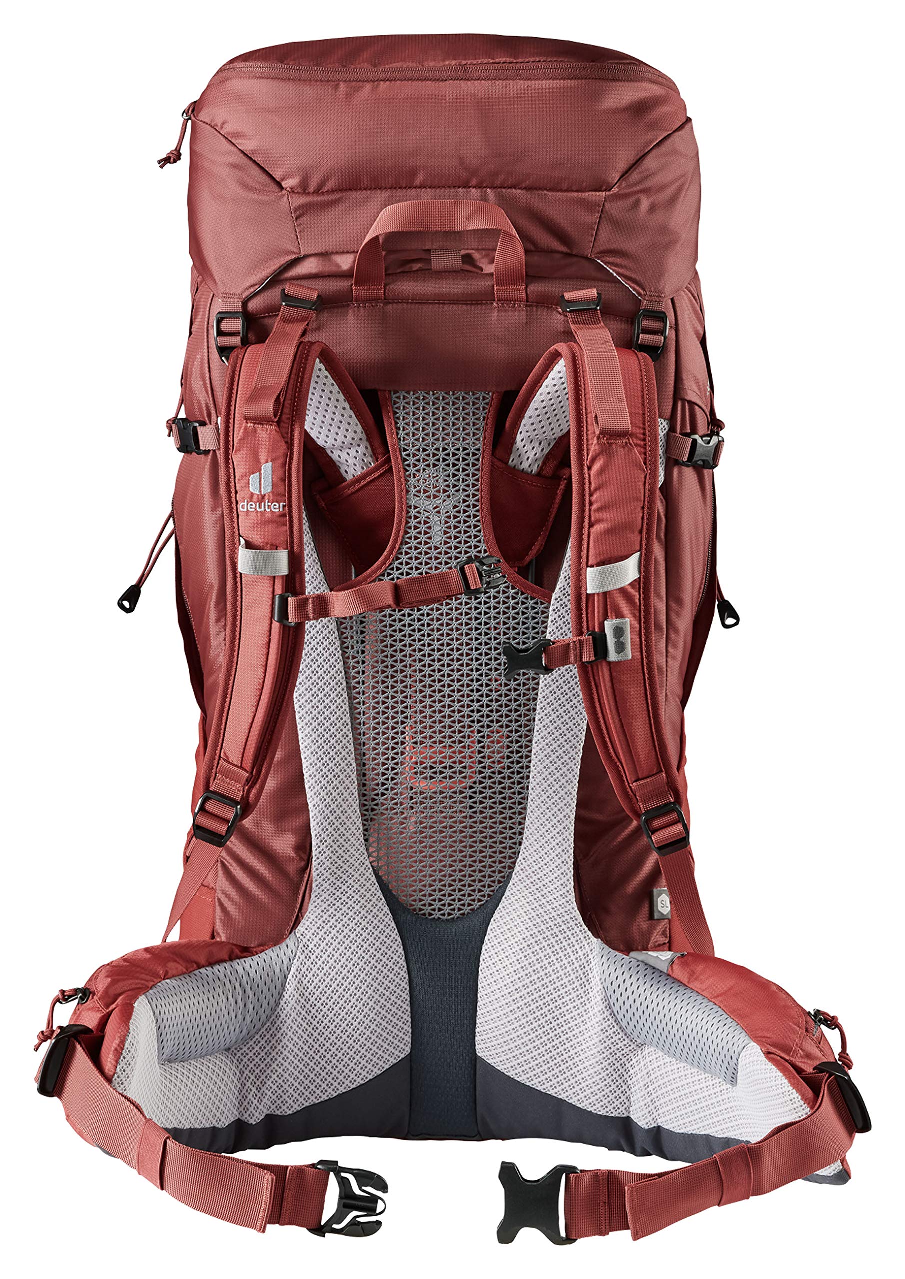 Deuter Women's Futura Air Trek 45+10 SL side view shows adjustable fit.