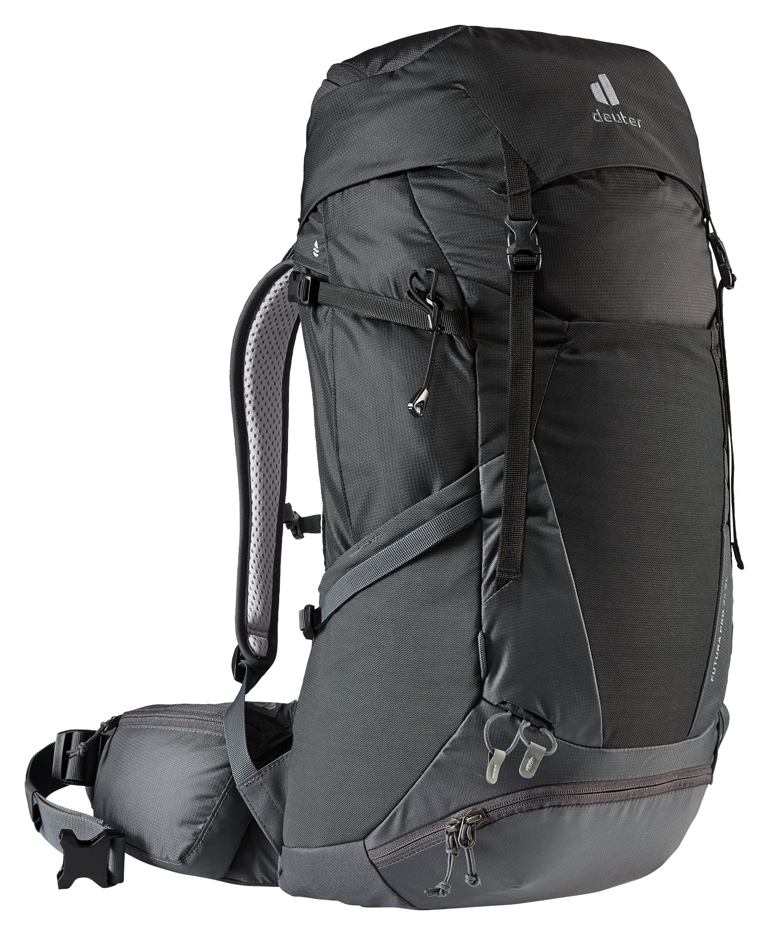 Deuter Women's Futura Pro 34 SL back view highlighting ergonomic female fit for long hikes