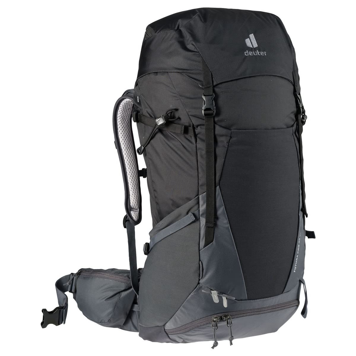 Deuter Futura Pro 38 SL ActiveFit harness supports a secure, tailored feel.