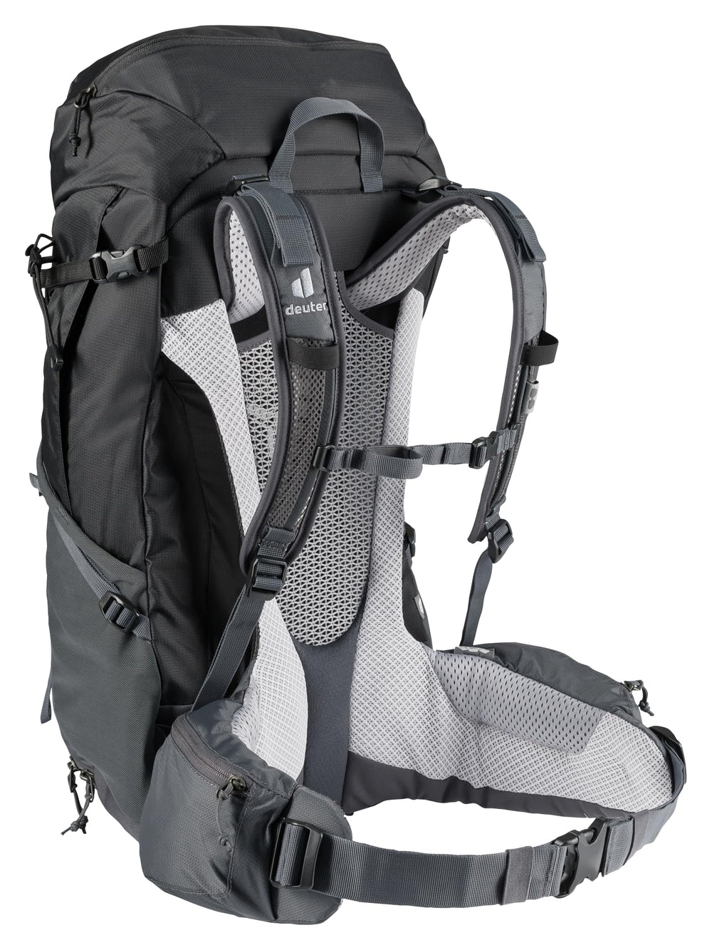 Deuter Futura Pro 38 SL detachable rain cover protects gear in rain.