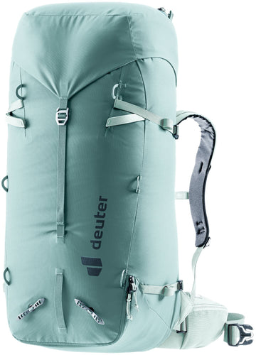 Deuter Women’s Guide 42+8 SL backpack with alpine back system for stable carry on climbs.