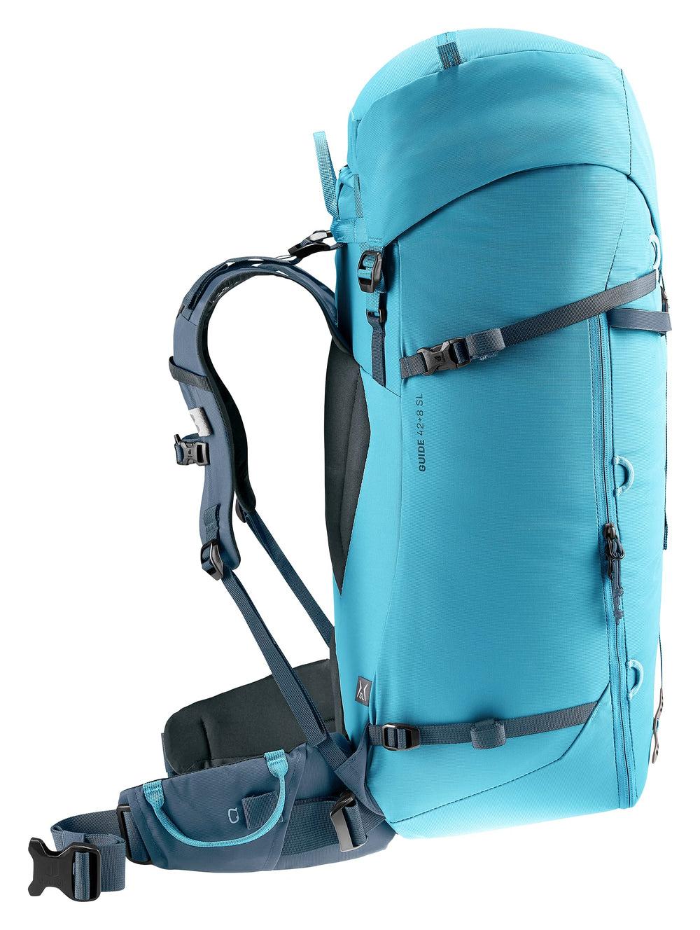 Deuter Guide 42+8 SL, back panel close-up, durable construction.