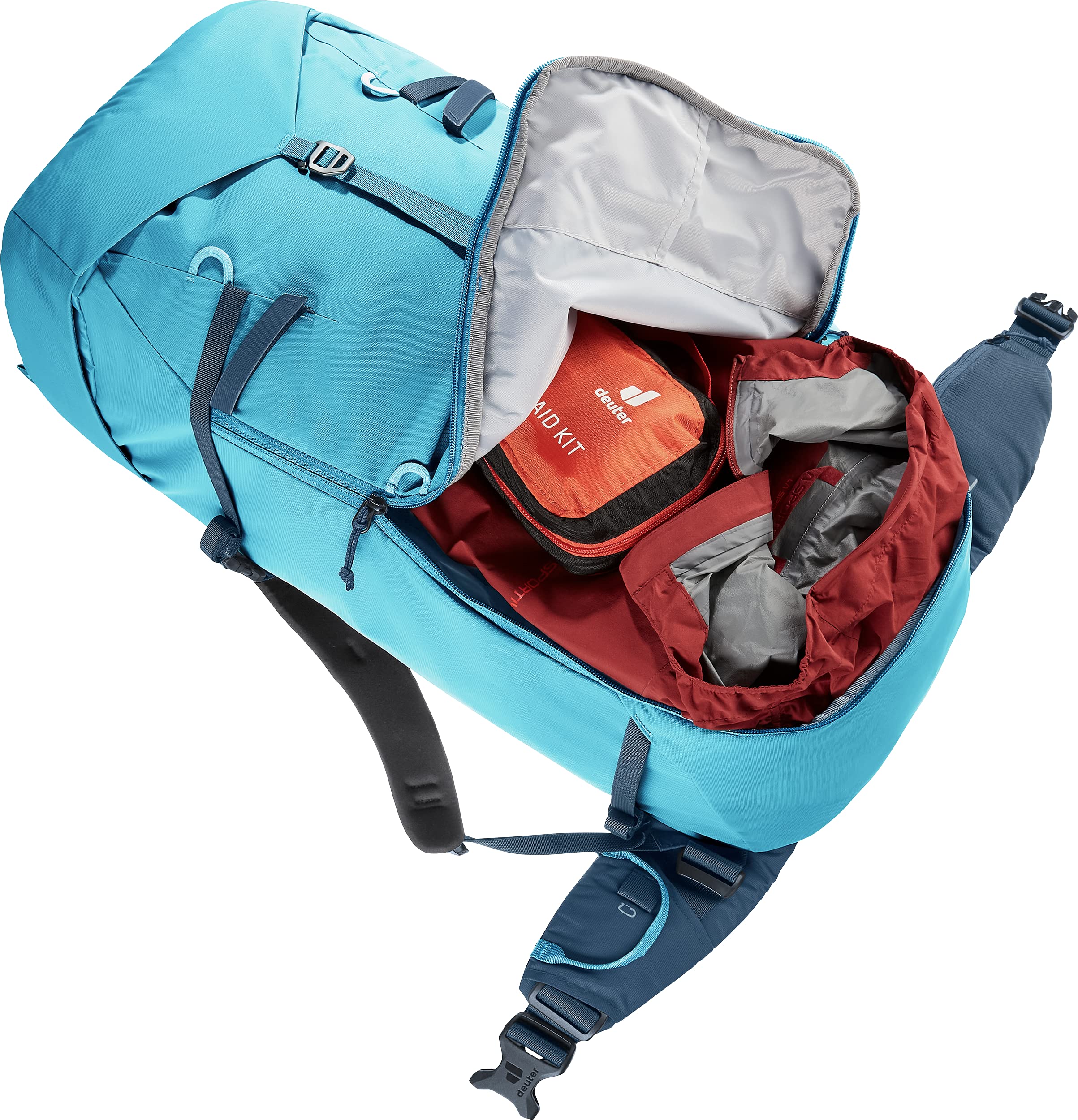 Deuter Guide 42+8 SL, hydration compatibility, stays hydrated on long routes.