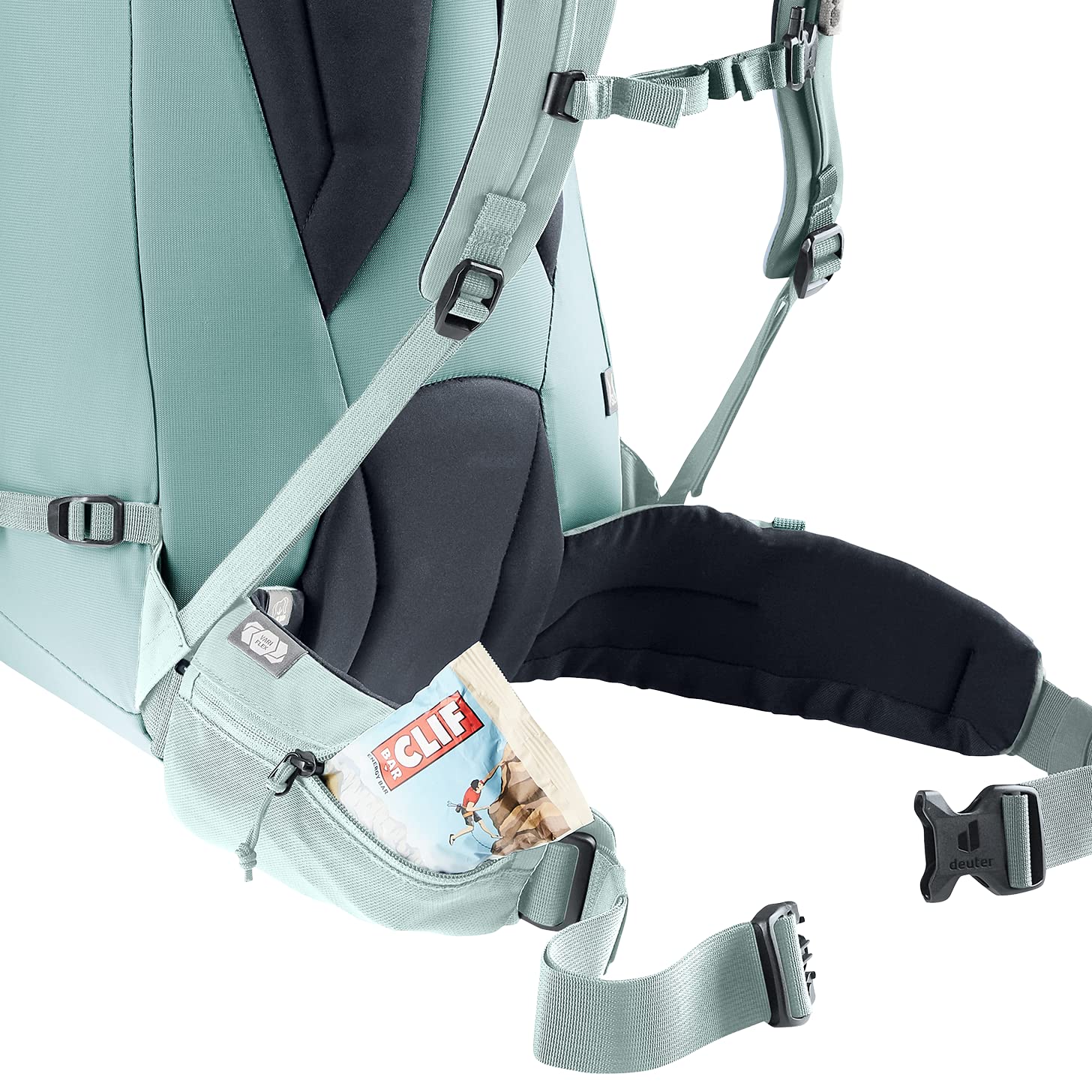 Deuter Women’s Guide 42-8 SL helmet holder keeps gear secure.