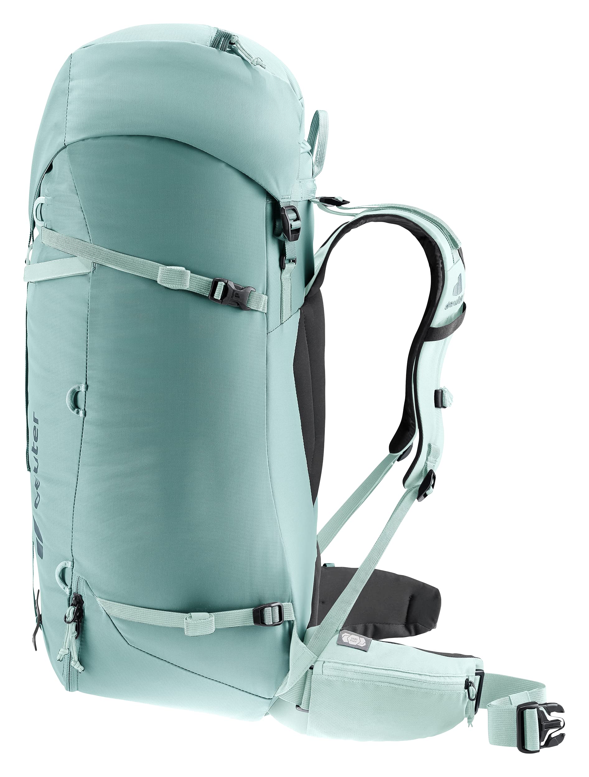Deuter Women’s Guide 42-8 SL detachable hip fins offer flexible support.