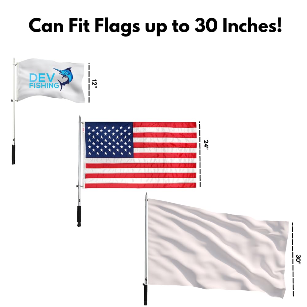 Dev Fishing 43-inch boat flag pole installed on deck, ready for sailing adventures