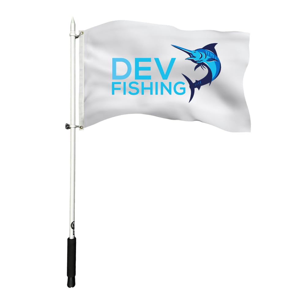 Dev Fishing 43-inch flag pole with top rocket launchers for easy signaling at sea