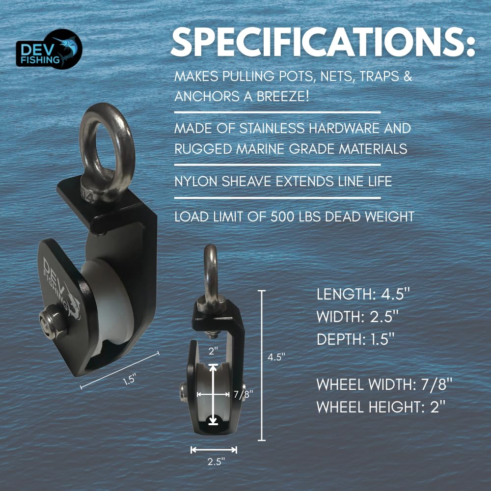Multi-use pulley ideal for lobster, crab, or shrimp pots.