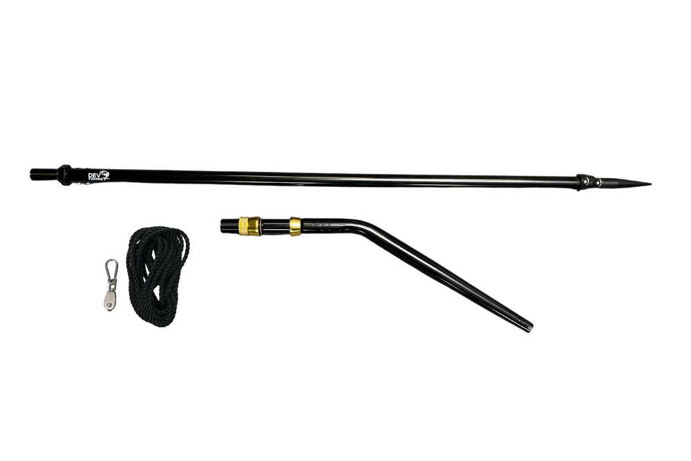 Dev Fishing teaser rod outrigger dredge pole with stainless hardware supports saltwater longevity.