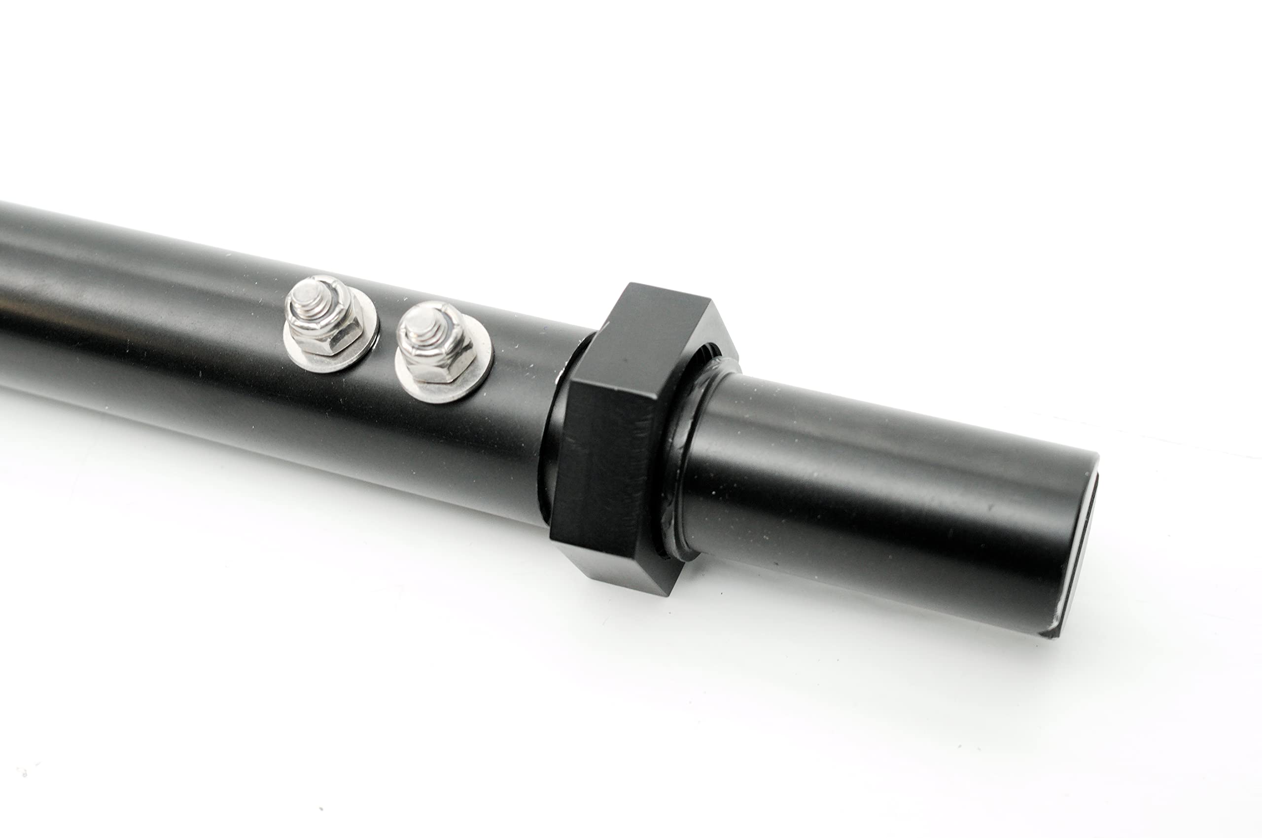 Dev Fishing teaser rod outrigger dredge pole mounted with 20ft bracing line for balance.