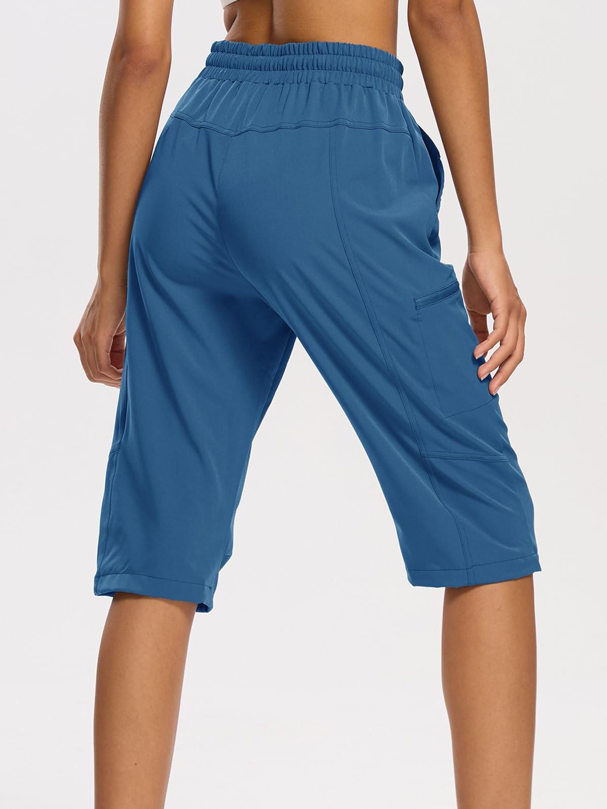 DEVOROPA women's hiking long shorts back view adjustable waistband