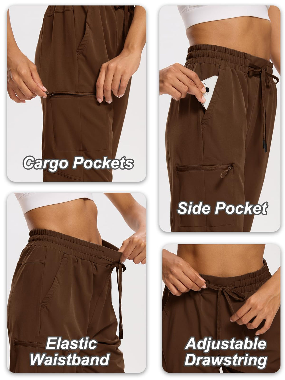 DEVOROPA women's hiking long shorts fabric close-up reveals lightweight, breathable material.