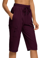 DEVOROPA women's hiking long shorts front view highlights quick-dry fabric for active days