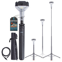 Devos LIGHTRANGER 800 Mini extended-height setup for wide campsite lighting.
