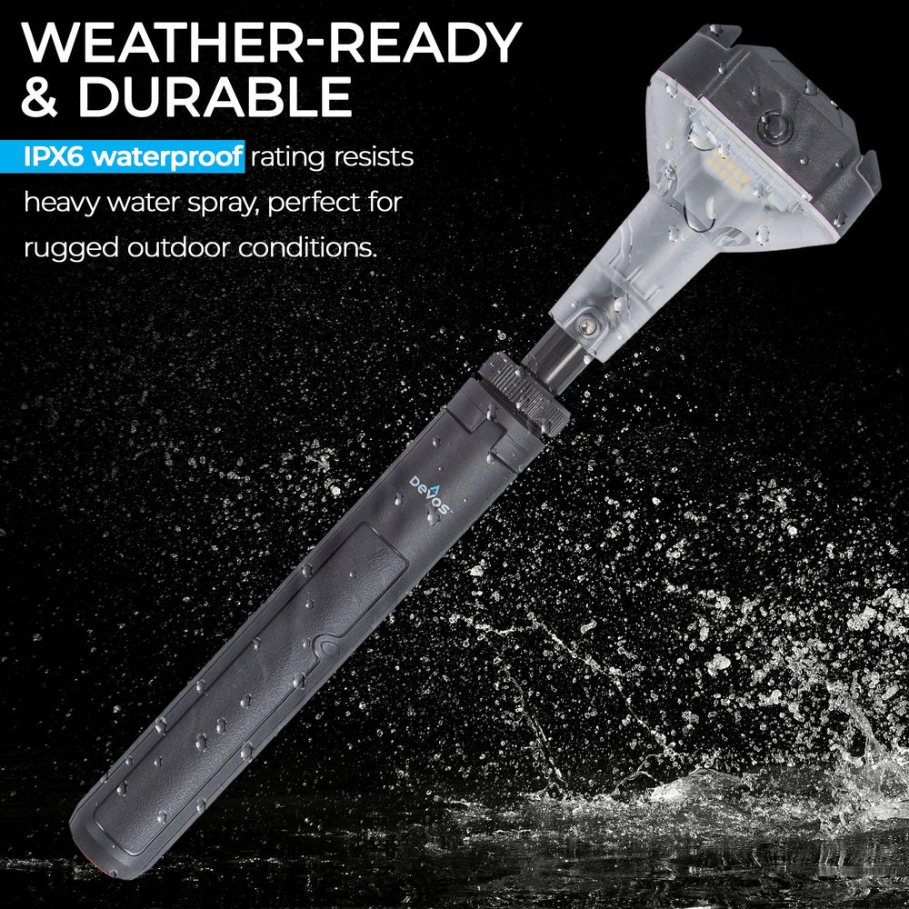 Devos LIGHTRANGER 800 Mini IPX6 waterproof design handles wet-weather use.