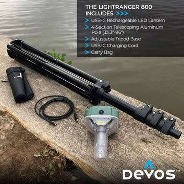 Devos LightRanger includes stand, tripod base, and carry bag for easy setup