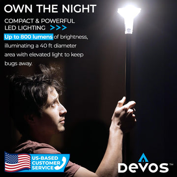 Devos LightRanger telescoping pole extended enables flexible height for outdoor lighting