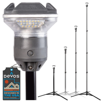 Devos Outdoor LightRanger 1200 beam spreads wide for campsite visibility