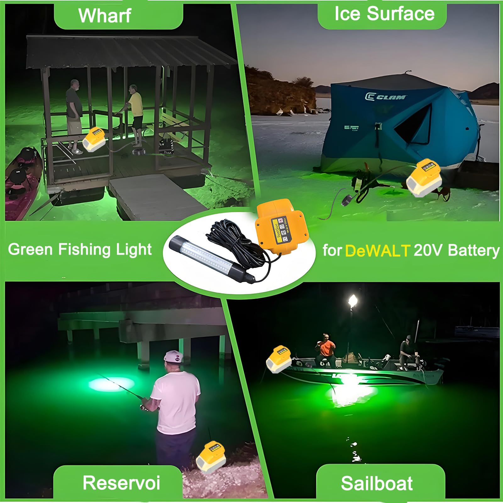 Green bait and gamefish attraction at night using the light