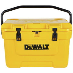 DEWALT 25 Qt cooler exterior shows rugged roto-molded construction for rugged job sites.