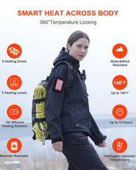 DEWBU 12V battery pack demonstrates portable power for extended warmth.