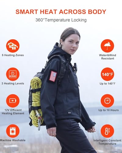 DEWBU heated jacket back view shows even heat distribution along the spine.